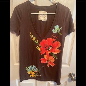 Abercrombie & Fitch brown floral T-shirt sz M